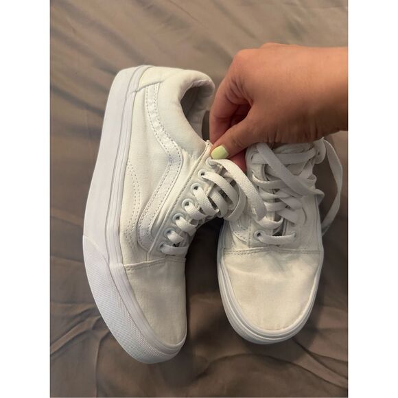 Vans Men's Old Skool Lace Up Low Top Sneakers White Size 7.5 - Picture 3 of 11